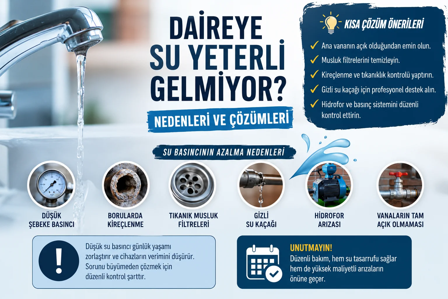 Daireye Su Yeterli Gelmiyor mu? Sebepleri ve Kalıcı Çözüm Yolları